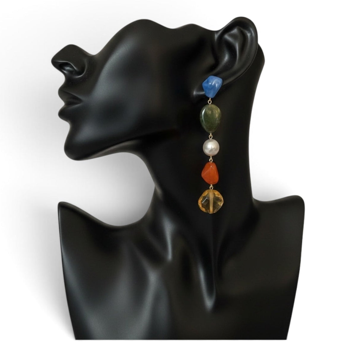 Multi-Stone Drop Statement Earrings