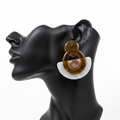 Amber Tortoise Sculptural Swirl Stud Earrings – White Background