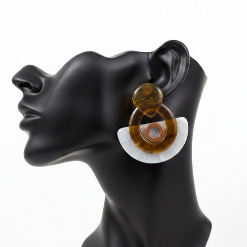 Amber Tortoise Sculptural Swirl Stud Earrings – White Background