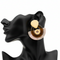 Butter Yellow & Amber Sculptural Swirl Stud Earrings – White Background