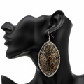 Leopard Print Starburst Marquise Drop Earrings – Black Mannequin Ear