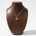 Western Bubble Cross Necklace – Dark Wood Square Neck Display