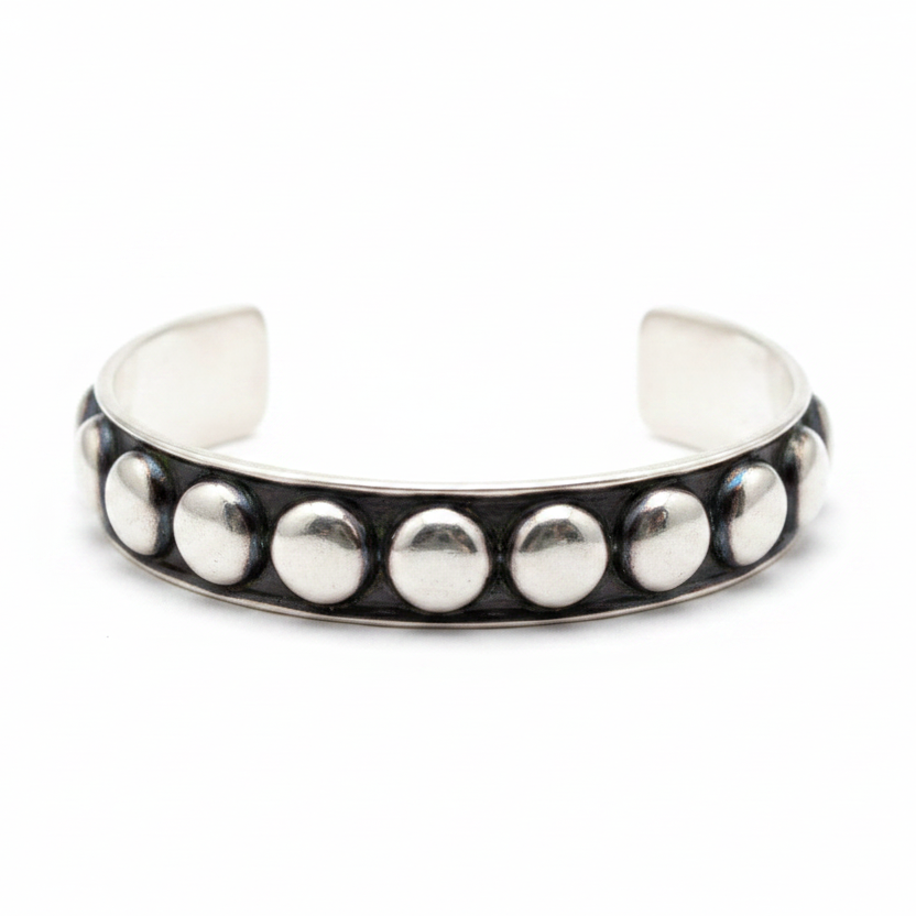 Western Bubble Metal Cuff Bracelet – White Background