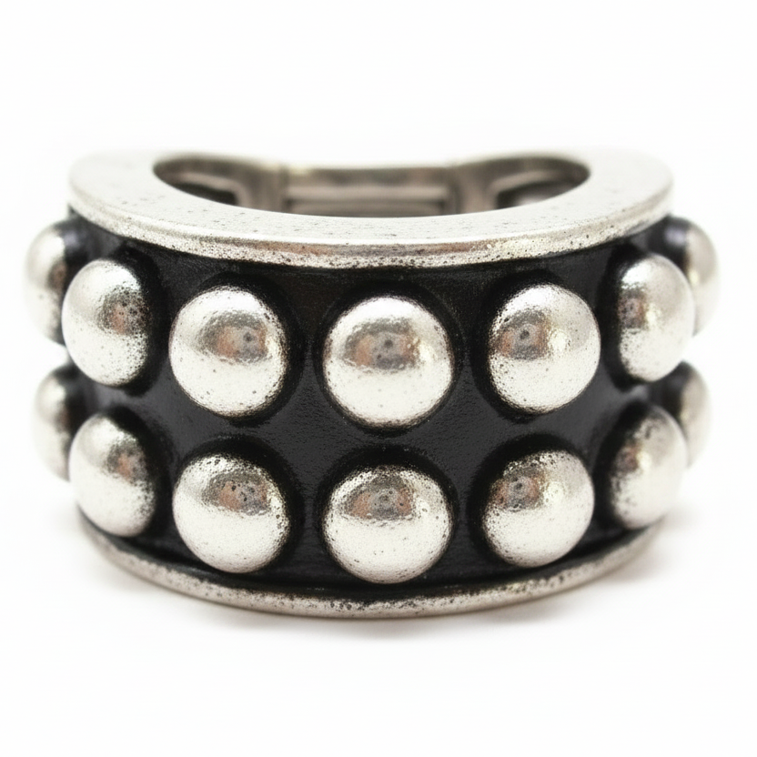 Western Double Bubble Stretch Ring Silver – Sharp Clear Detail