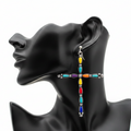 Western Multicolor Cross Earrings – White Background